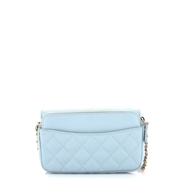 Chanel Classic Flap Phone Holder with Chain Quilted Caviar Blue - Picture 4 of 8